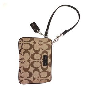 COACH Brwn/Tan Monogram Wristlet Purse Wallet
